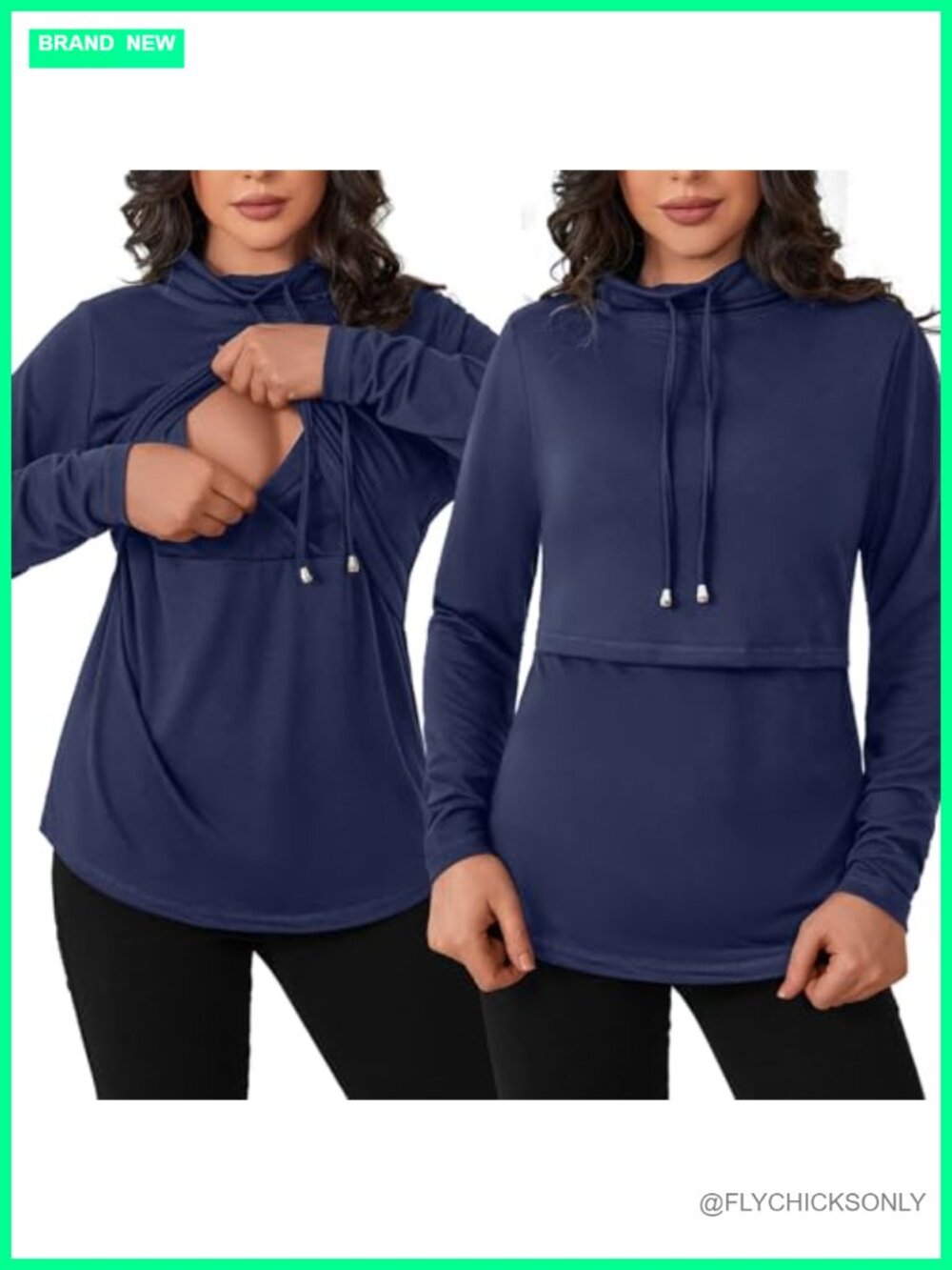 Nursing Top Breastfeeding Sweatshirt Cowl Neck Drawstring